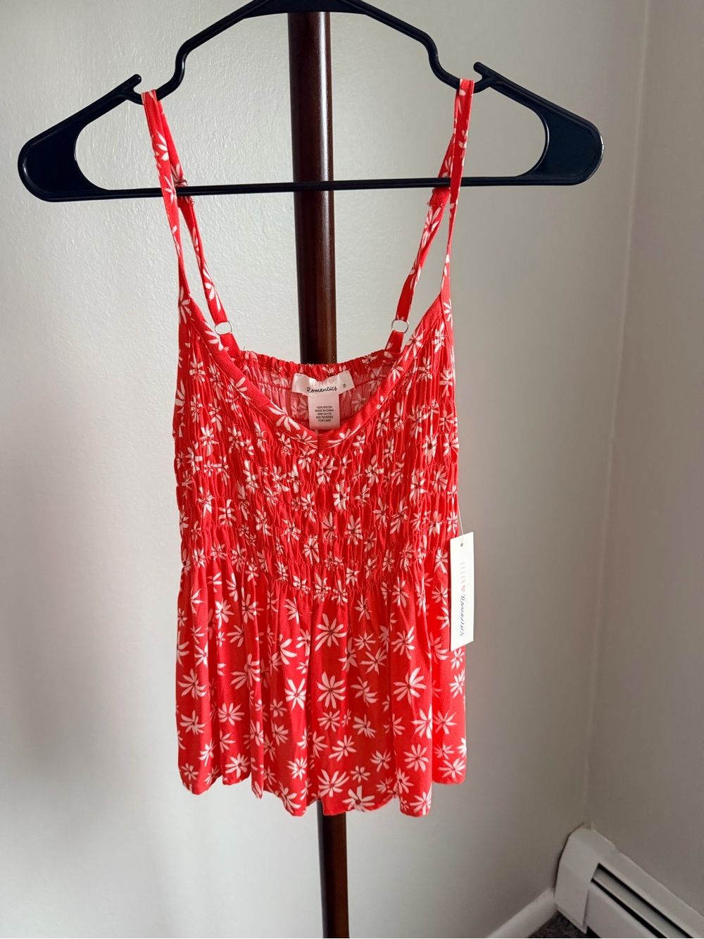 URBAN Romantics Red Floral Smocked Spaghetti-Strap Tank